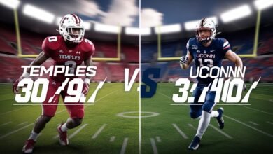 Temples football vs uconn football match player stats