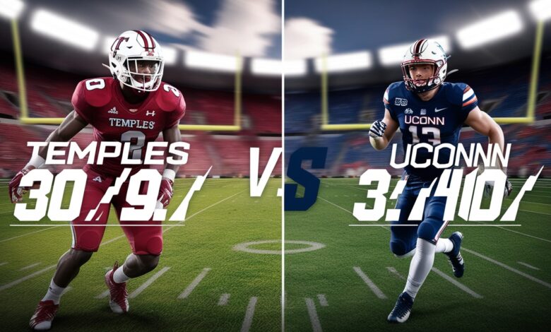 Temples football vs uconn football match player stats